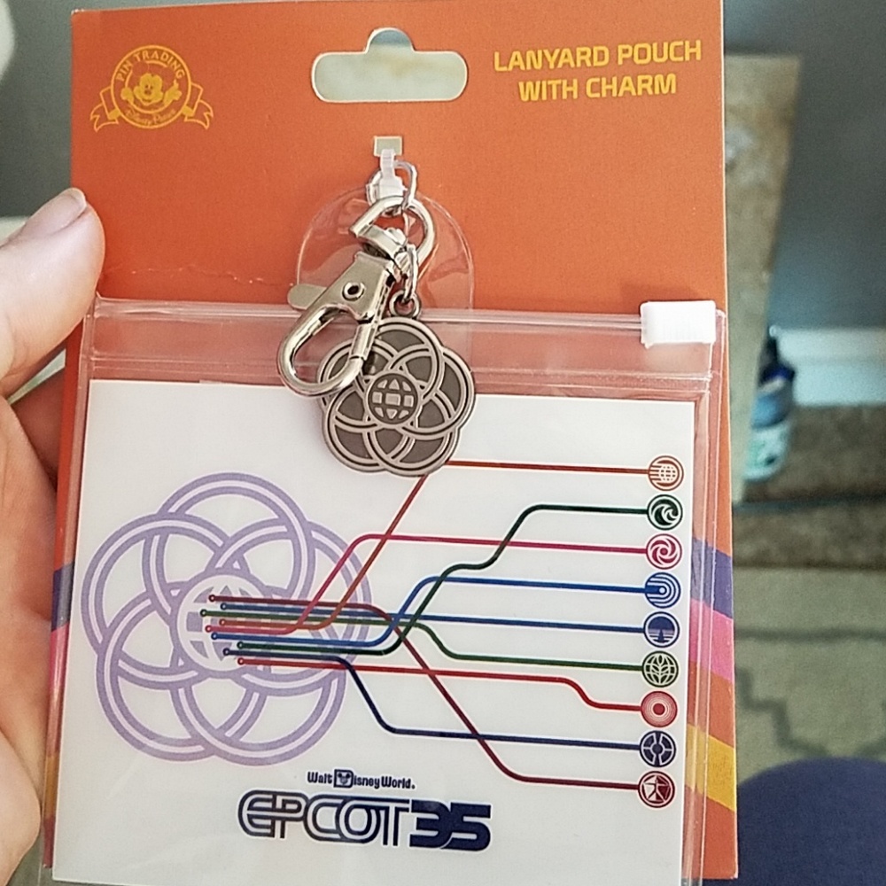 NWT Disney Parks Epcot Lanyard pouch with charm